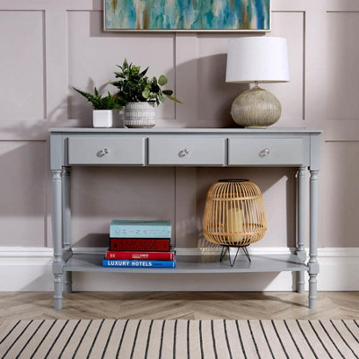 Home Source Como 3 Drawer Hallway Console Table Grey