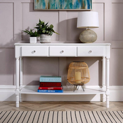 Home Source Como 3 Drawer Hallway Console Table White