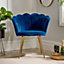 Home Source Compact Scallop Occasional Chair with Gold Metal Legs Navy Blue