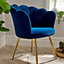 Home Source Compact Scallop Occasional Chair with Gold Metal Legs Navy Blue