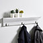 Home Source Cornice Floating Coat Towel Hook and Storage Shelf White