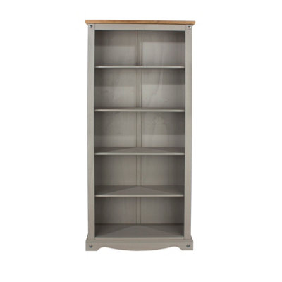 Home Source Corona Tall Bookcase Shelving Unit Grey