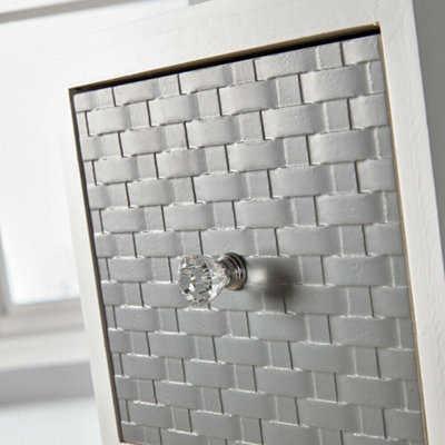 Home Source Crystal 5 Drawer Narrow Storage Chest White Grey