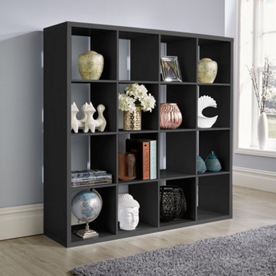 Home Source Cube Plus 16 Storage Shelving Unit Black