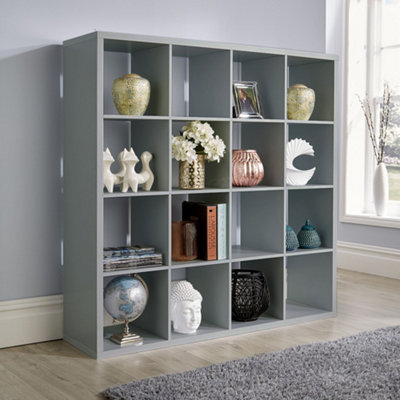 Home Source Cube Plus 16 Storage Shelving Unit Grey