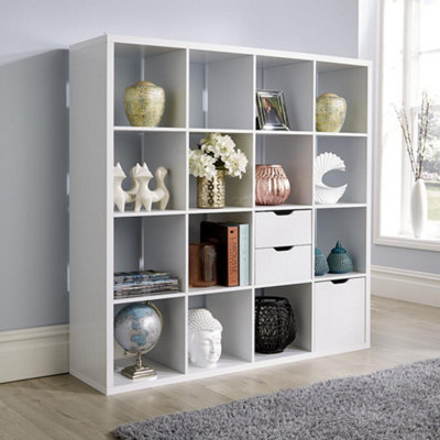 Home Source Cube Plus 16 Storage Shelving Unit White