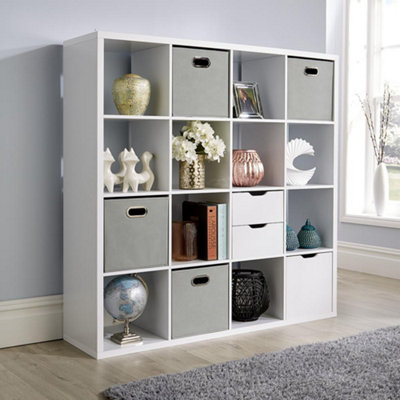 Home Source Cube Plus 16 Storage Shelving Unit White