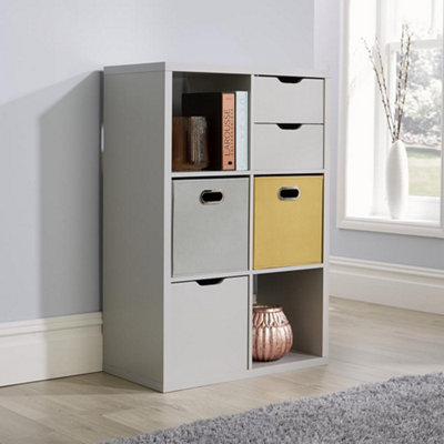 Grey wood cube deals storage