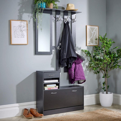 Home Source Darfield Wall Mounted Coat Rack Black