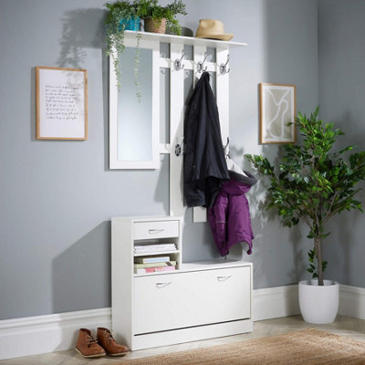 Home Source Darfield Wall Mounted Coat Rack White