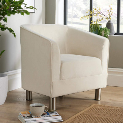 Home Source Dorothy Velvet Tub Chair Cream