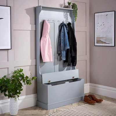 Home Source Durban Hallway Coat and Shoe Storage Bench Unit Grey