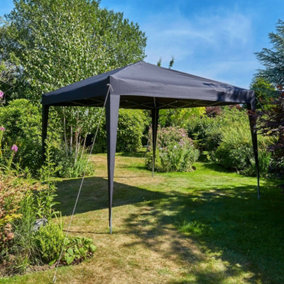 Home Source Easy Up Garden Outdoor 3m Gazebo Black