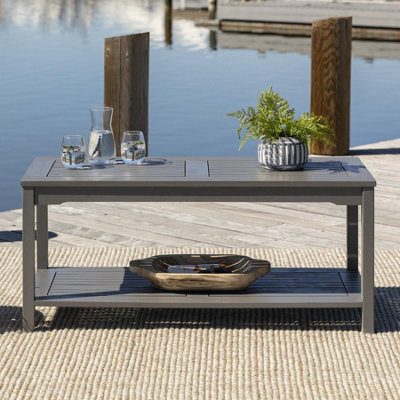 Irene Outdoor Acacia Wood Coffee Table Light Gray