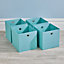 Home Source Fabric Cube Storage Box 4 Pack Aqua Blue