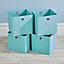Home Source Fabric Cube Storage Box 4 Pack Aqua Blue