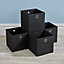 Home Source Fabric Cube Storage Box 4 Pack Black
