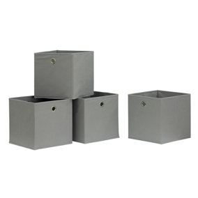 Home Source Fabric Cube Storage Box 4 Pack Grey