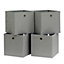 Home Source Fabric Cube Storage Box 4 Pack Grey