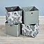 Home Source Fabric Cube Storage Box 4 Pack Mixed Floral Pattern Grey