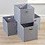 Home Source Fabric Cube Storage Box 4 Pack Oval Handle Silver