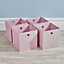 Home Source Fabric Cube Storage Box 4 Pack Pink
