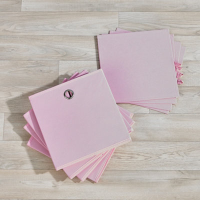 Home Source Fabric Cube Storage Box Pack Pink