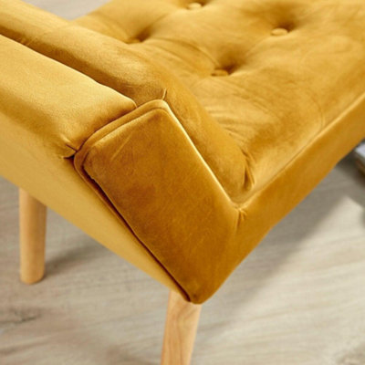 Home Source Felix Window Seat Bench Velvet Mustard Yellow