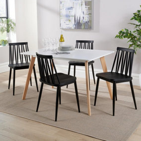 Home Source Fleur Table and 4 Black Lucy Chairs