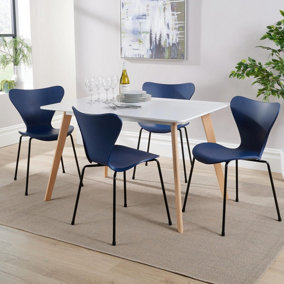 Home Source Fleur Table and 4 Blue Penny Chairs