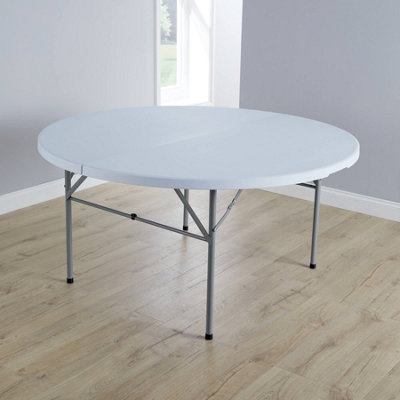 Home Source Folding 5FT Round Outdoor Trestle Table