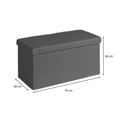 Home Source Folding Grey Rectangular Furry Ottoman