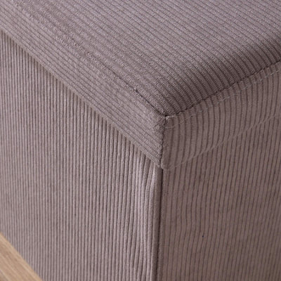 Home Source Folding Ottoman Rectangular Corduroy Grey