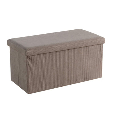 Home Source Folding Ottoman Rectangular Corduroy Grey