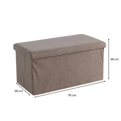 Home Source Folding Ottoman Rectangular Corduroy Grey