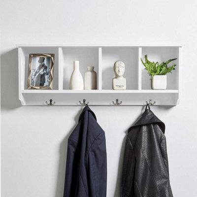 Home Source Formby Coat Towel Floating Storage Shelf White DIY at B&Q