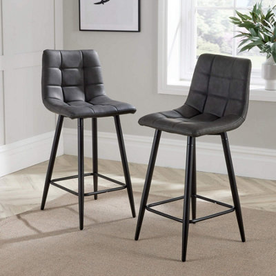 Home Source Galena Pair Bar Stools Grey | DIY at B&Q