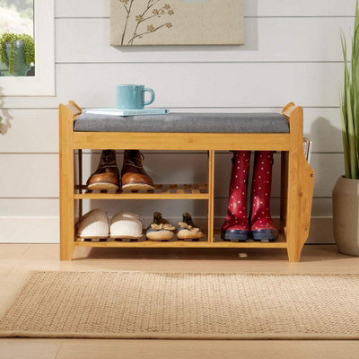 Entryway storage bench with deals shoe rack