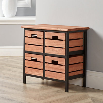 Home Source Grassmere 4 Drawer Storage Unit Natural