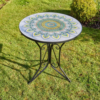 Mosaic garden table with parasol hole sale