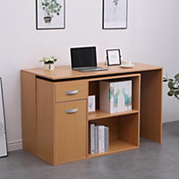 Home Source Hudson L-Shaped Adjustable Computer Office Desk Pine