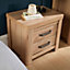 Home Source Huntingdon 2 Drawer Bedside Bedroom Storage Unit Oak Effect