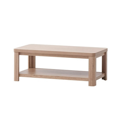 Home Source Huntingdon Open Shelf Coffee Table Storage Unit Oak Effect