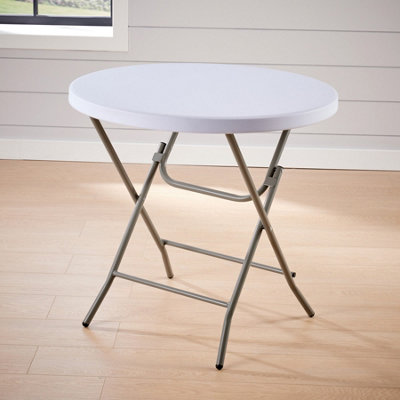 Home Source Indoor Outdoor 80cm Round Folding Trestle Table White