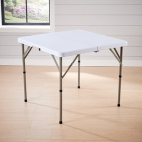 Home Source Indoor Outdoor 86cm Square Folding Trestle Table White