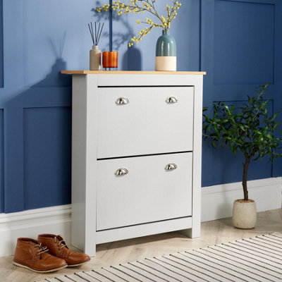 GFW Deluxe Two Tier Shoe Cabinet White DIY at B Q