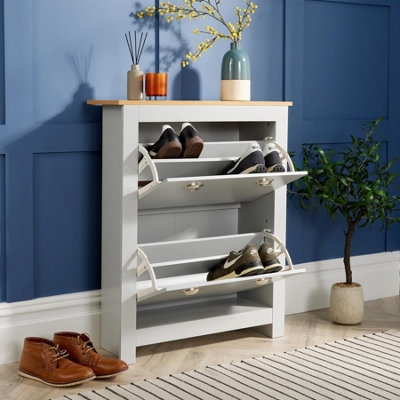 Home Source Langdale 2 Door Shoe Storage Cabinet Unit Grey DIY at B Q