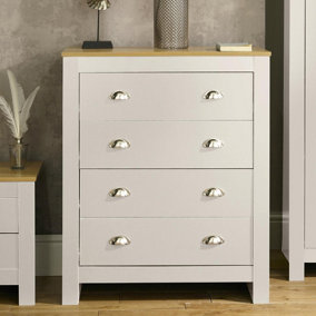 Home Source Langdale Chest of 4 Drawers Storage Unit Off White