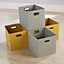 Home Source Large Fabric Cube Storage Box 4 Pack Oval Handle Grey and Yellow
