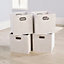 Home Source Large Fabric Cube Storage Box 4 Pack Oval Handle White